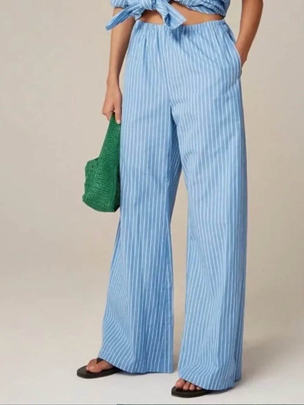 J.Crew Cosmo Pant in Oxford Stripe Blue White XL NWOT